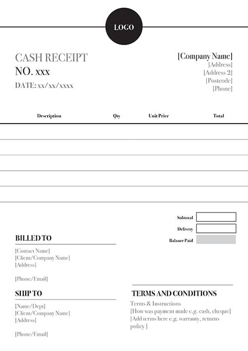 A4 NCR Cash Receipt Form 3