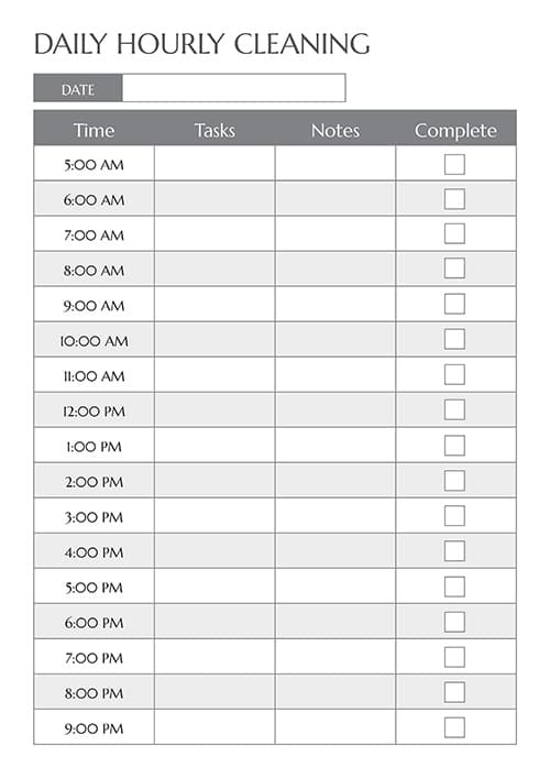 A4 NCR Cleaning Form 1 Hourly