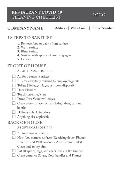 A4 NCR Cleaning Form 3 Covid Checklist