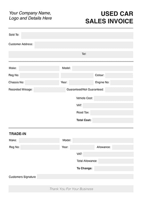 A4 NCR Used Cars Sales Invoice 1