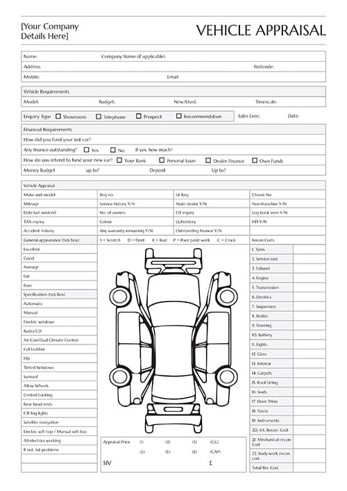 A4 NCR Used Cars Vehicle Appraisal 1