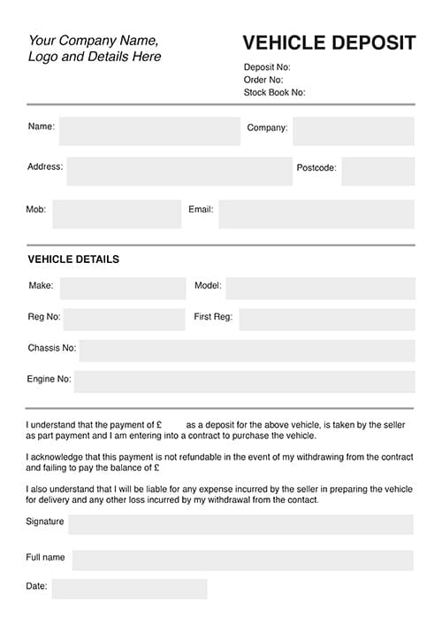 A4 NCR Used Cars Vehicle Deposit 1