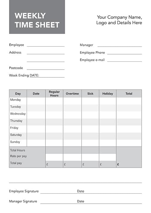 A4 NCR Weekly Time Sheet 1