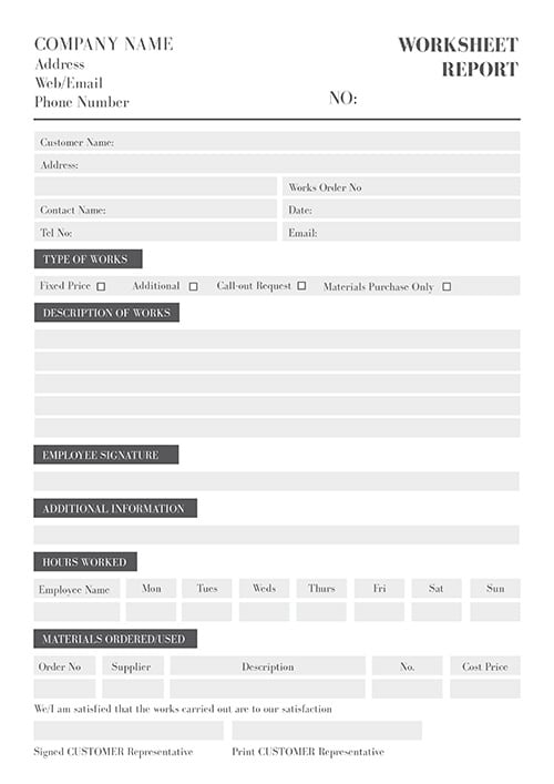 A4 NCR Work Sheet Report 1