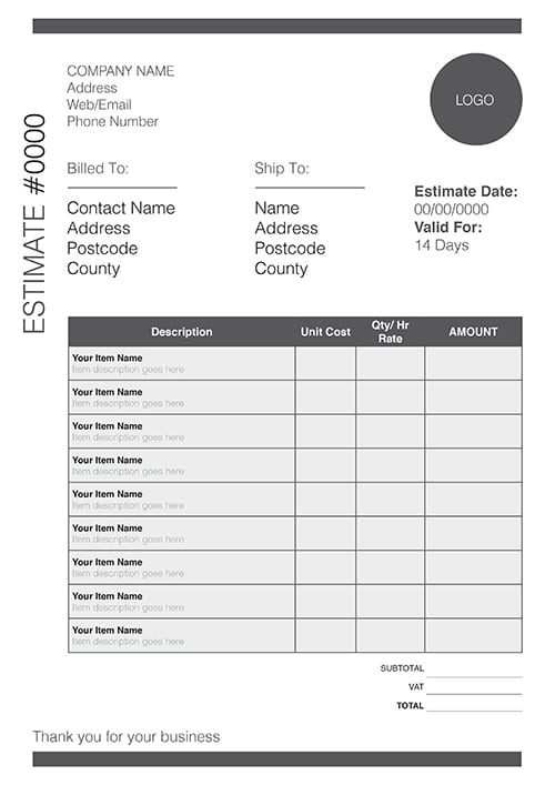 A4 NCR Estimate Quote Sheet 1