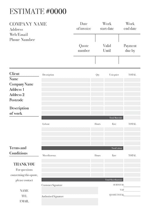 A4 NCR Estimate Quote Sheet 2