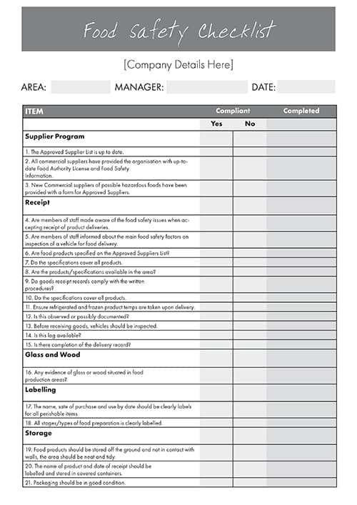 NCR Daily Food Safety Checklist 3