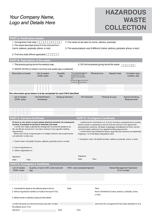 NCR Hazardous Waste Collection Form 1