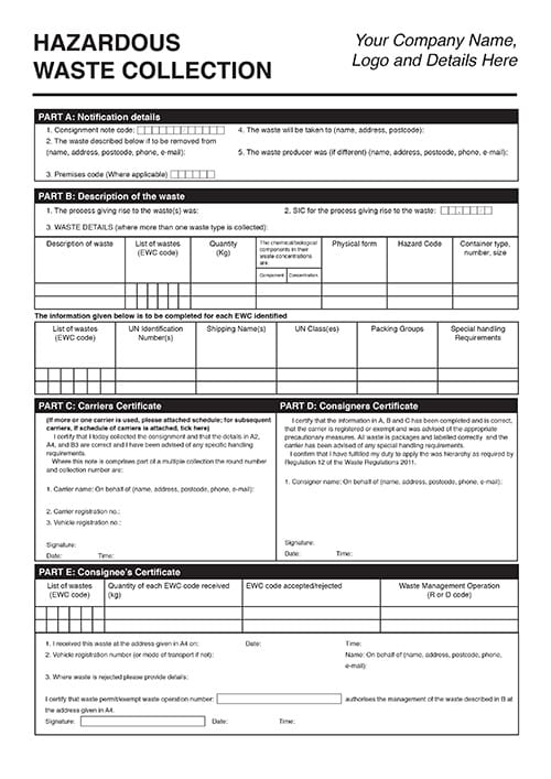 NCR Hazardous Waste Collection Form 2