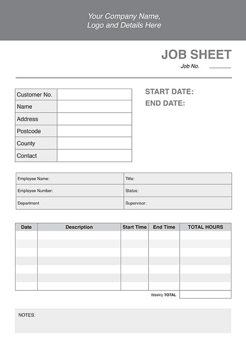 NCR Job Sheet 1