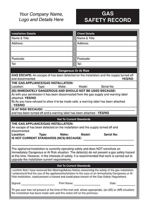 ncr form non comformance report template NCR Gas Safety Records 1