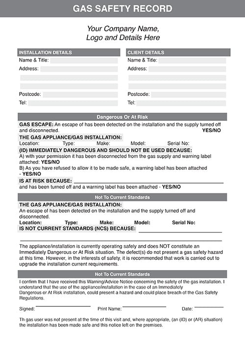 ncr form non comformance report template NCR Gas Safety Records 2