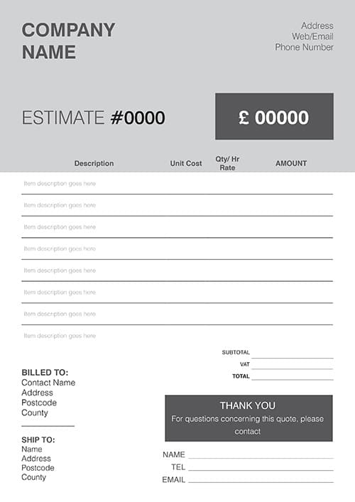 ncr forms A4 NCR Estimate Quote Sheet 3