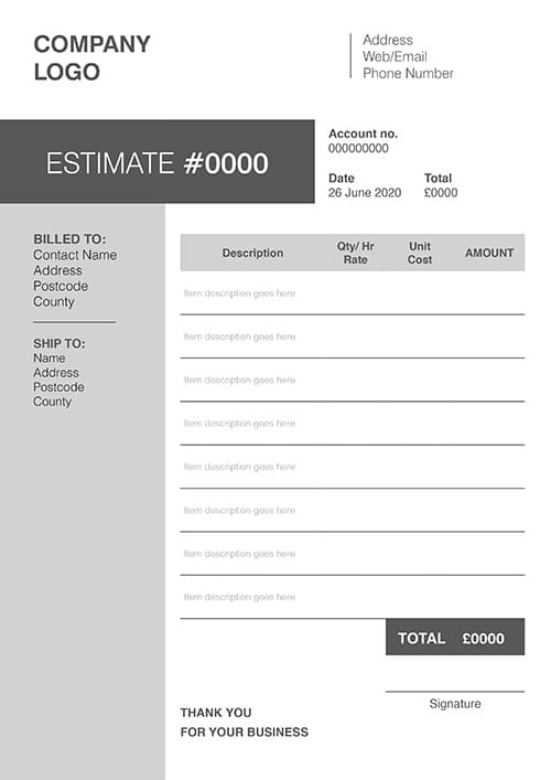 ncr forms A4 NCR Estimate Quote Sheet 4