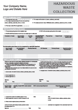 ncr form non comformance report template NCR Hazardous Waste Collection 1